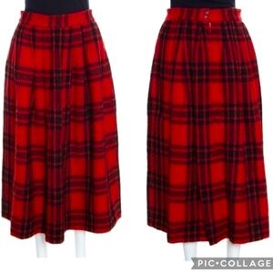 Ralph Lauren plaid wool pleated midi skirt with pockets